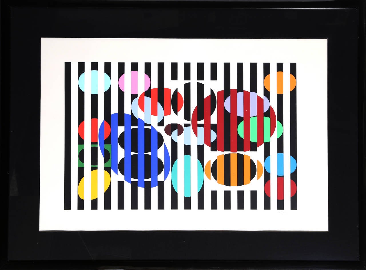 Yaacov Agam Abstract Print - One and Another 5, Kinetic OP Art Serigraph by Agam