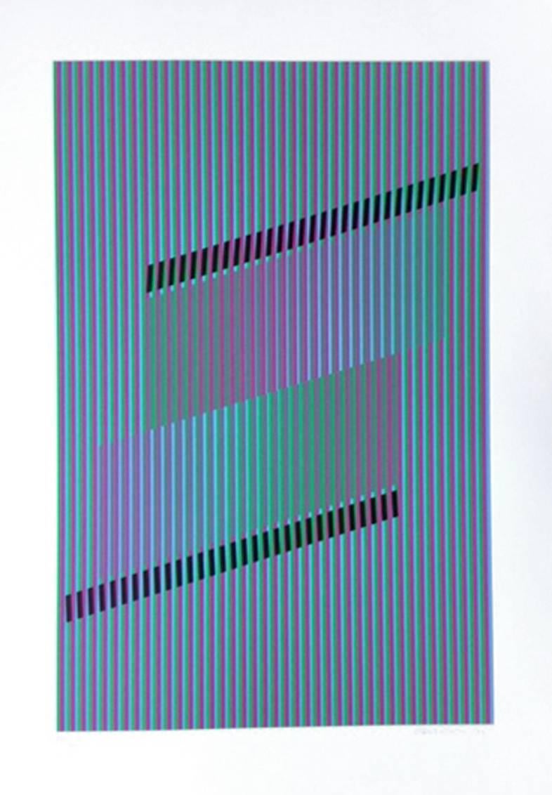 Carlos Cruz-Diez Abstract Print - Chromatique Induction, OP Art Silkscreen by Cruz Diez