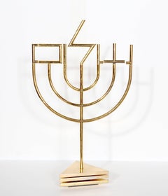 Tri-Base Shalom Menorah, Kinetic Sculpture by Yaacov Agam