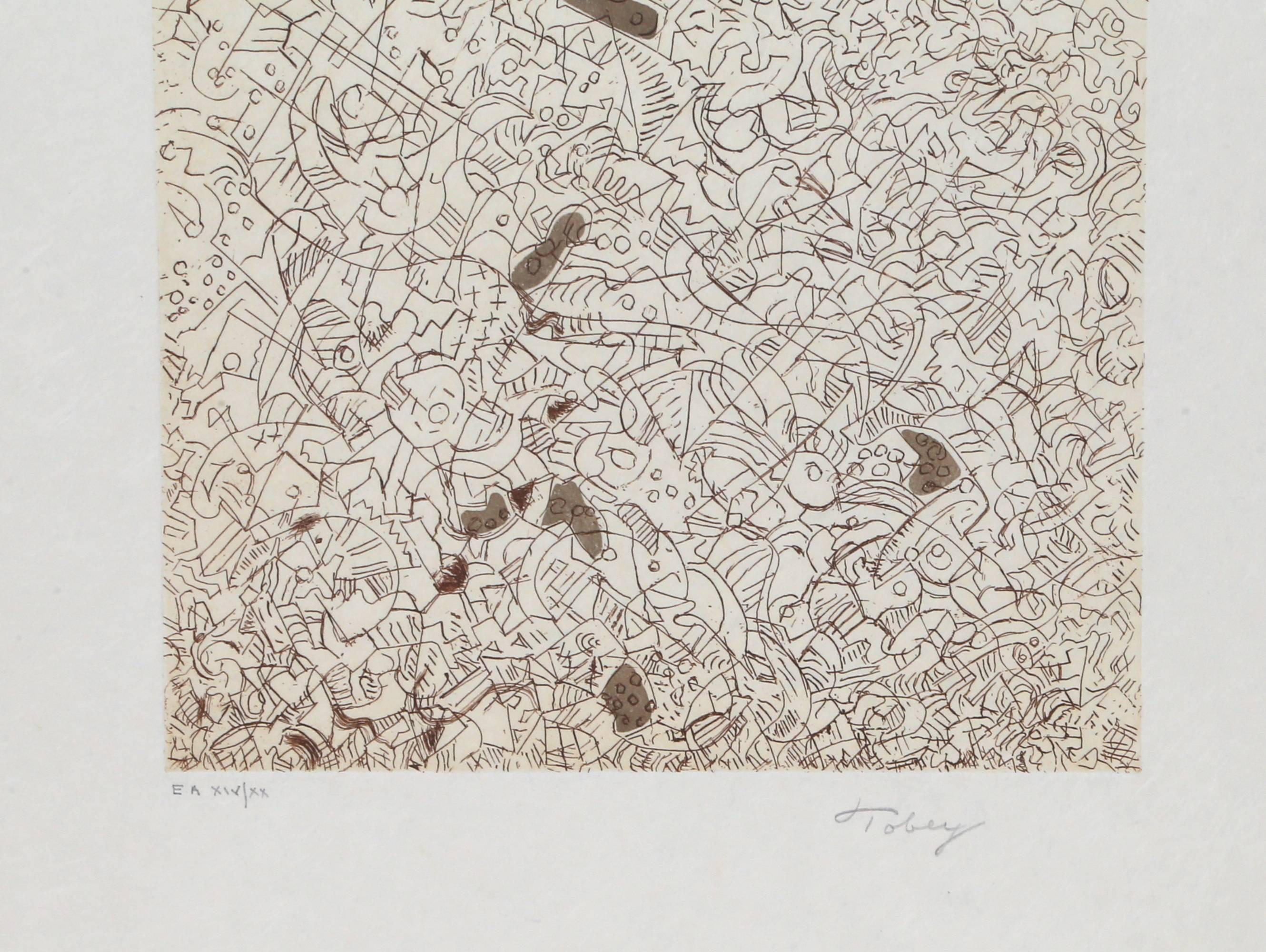 Psaltery, 2nd Form, Abstract Expressionist Etching by Mark Tobey 1