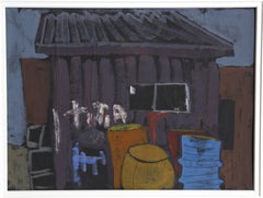 Provincetown Dock, Modern Gouache Painting by Joseph Solman 1962