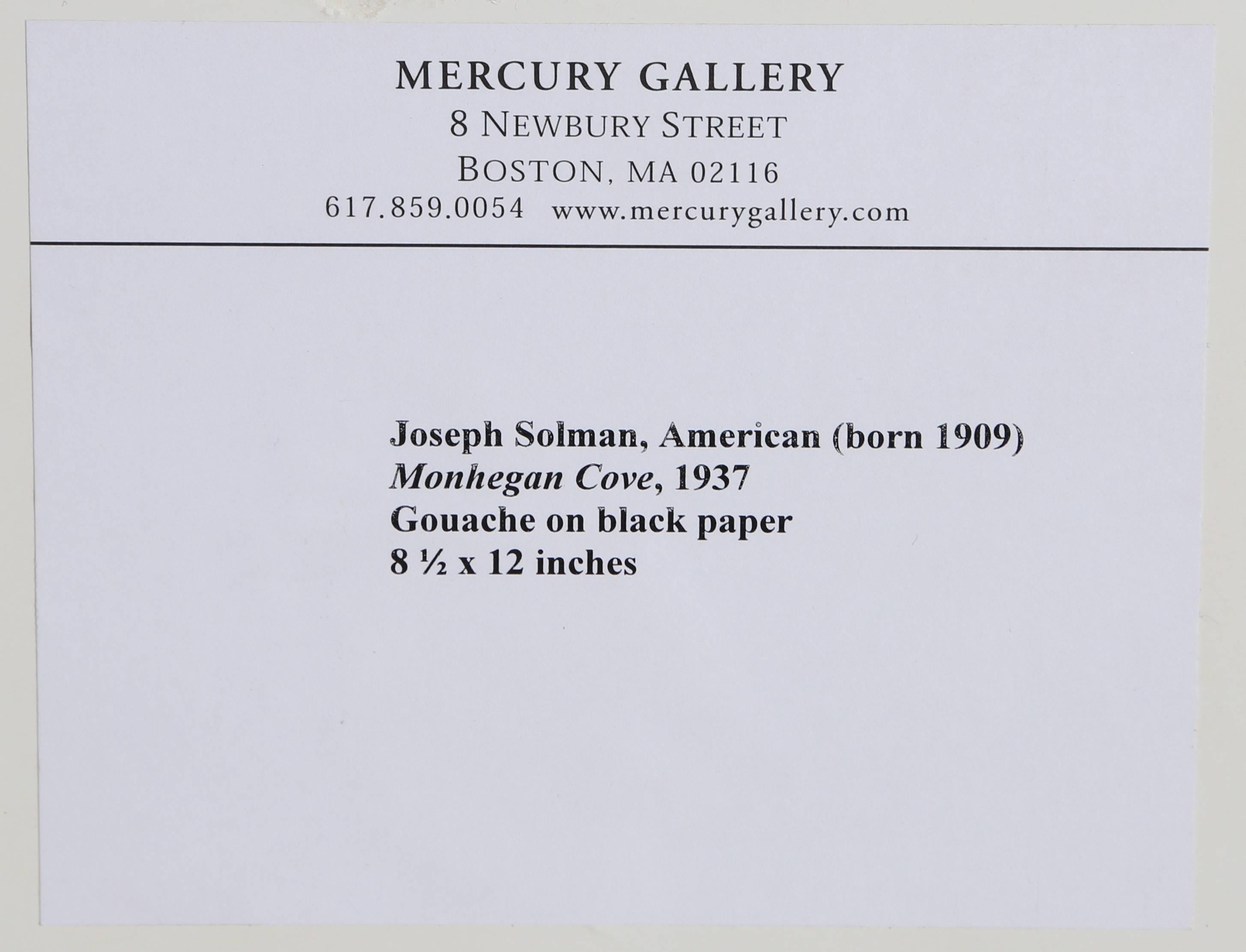 Cala de Monhegan, pintura impresionista al gouache de Joseph Solman 1937 en venta 2