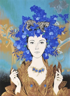 Woman with Leopard, Silkscreen by Froylan Ojeda