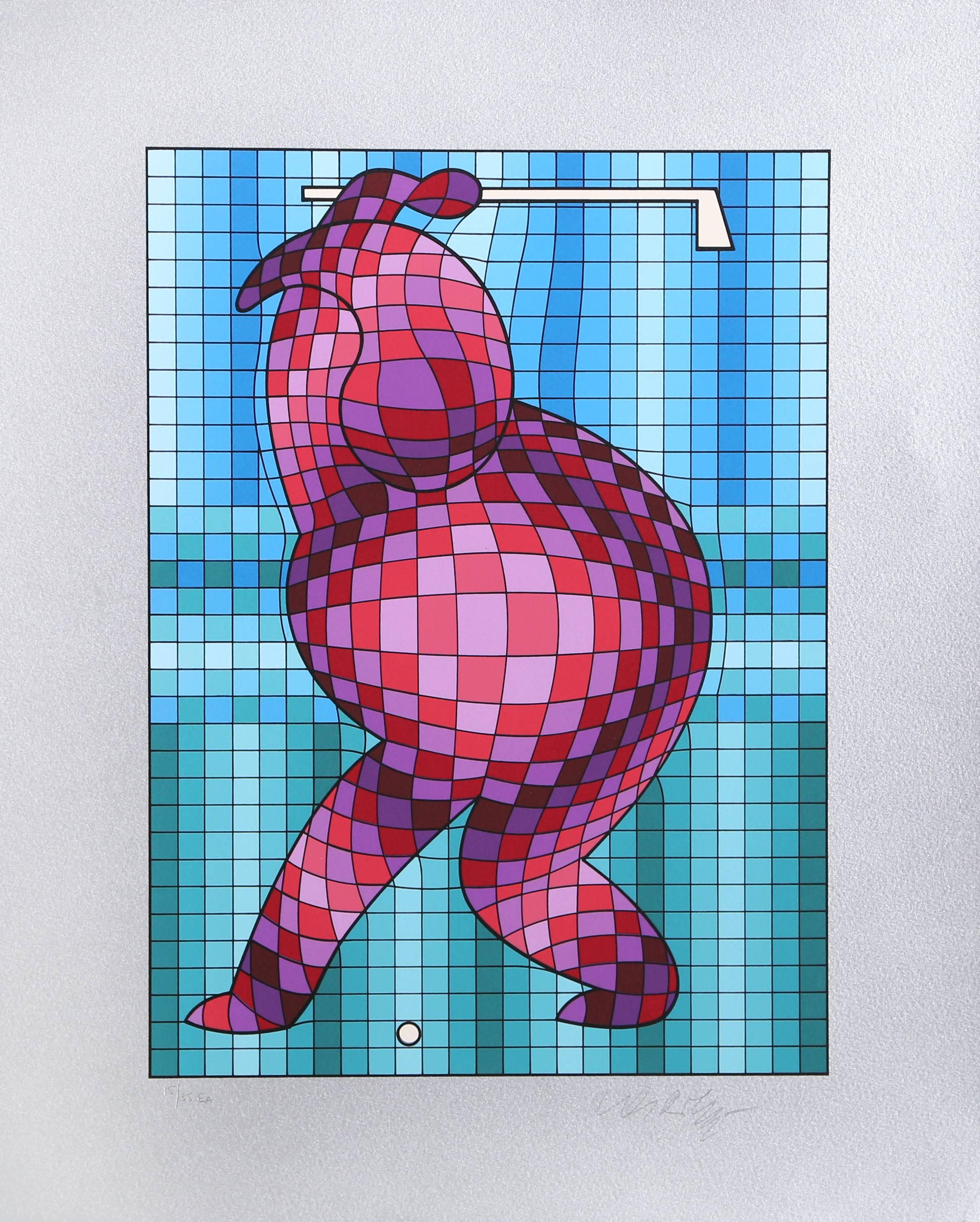 Victor Vasarely Figurative Print - The Golfer