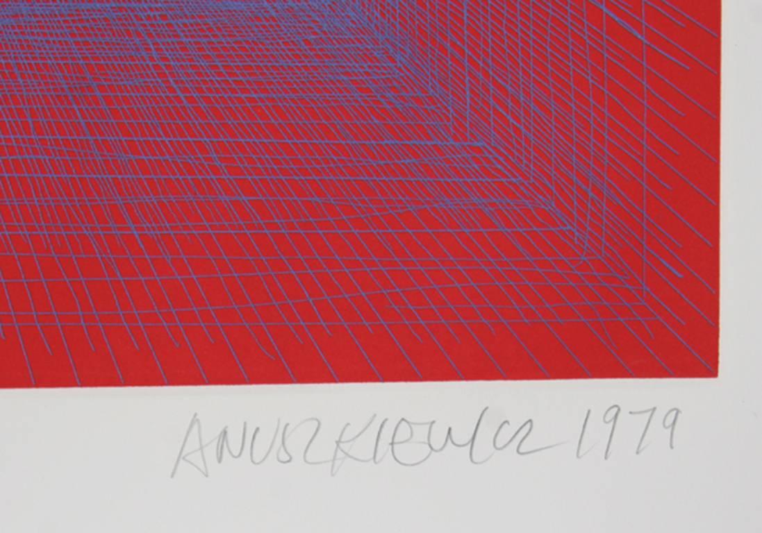 Summer Suite (Red with Blue) - Op Art Print by Richard Anuszkiewicz