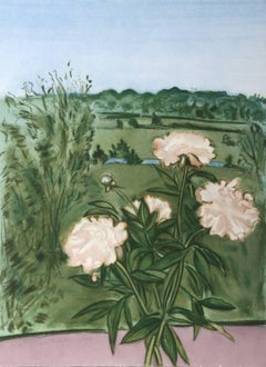 Vintage Peonies (Color), Aquatint by Jane Freilicher