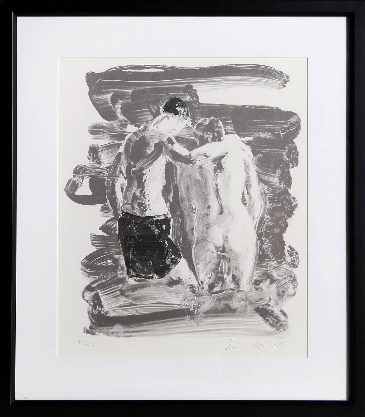 Artist: Eric Fischl, American (1948 - )
Title: Two Bathers
Year: 2007 
Medium: Lithograph, signed and numbered in pencil 
Edition: 98 
Size: 17 x 15 in. (43.18 x 38.1 cm)
Frame Size: 23.5 x 20.5 inches
