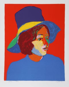 Chica con sombrero IV, Serigrafía contemporánea de John Grillo