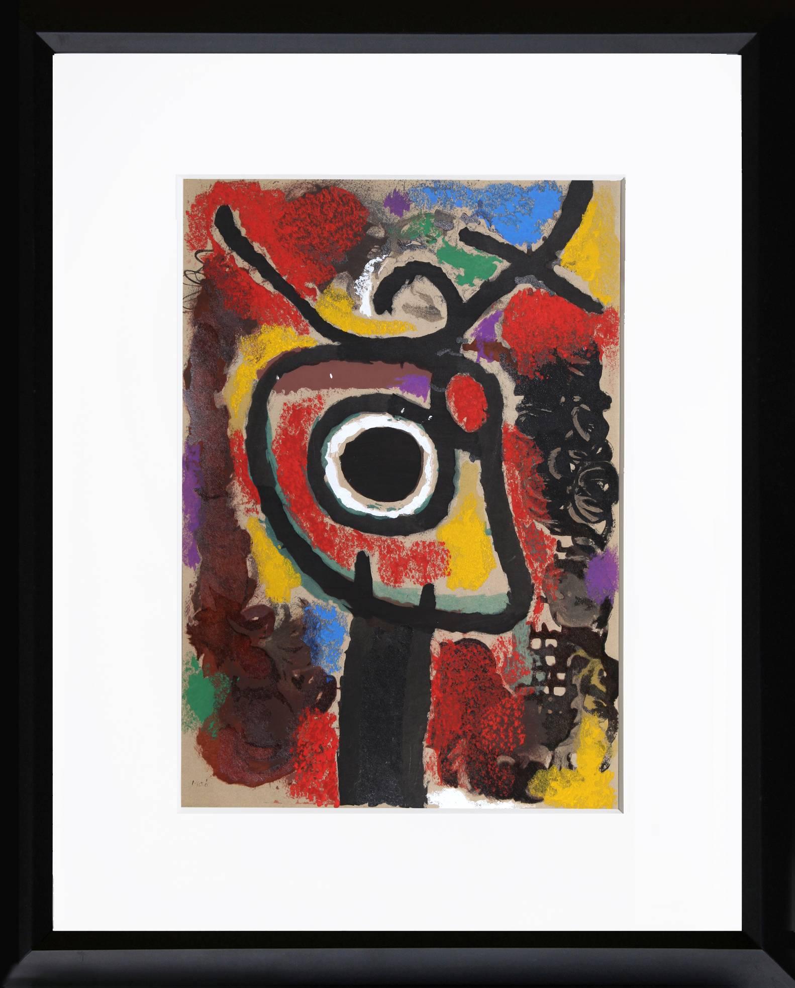 (after) Joan Miró Abstract Print - Cartones 25: Personnage et Oiseau