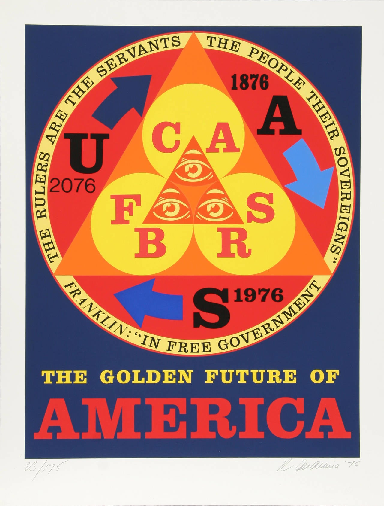 Golden Future of America, Pop Art Silkscreen by Robert Indiana