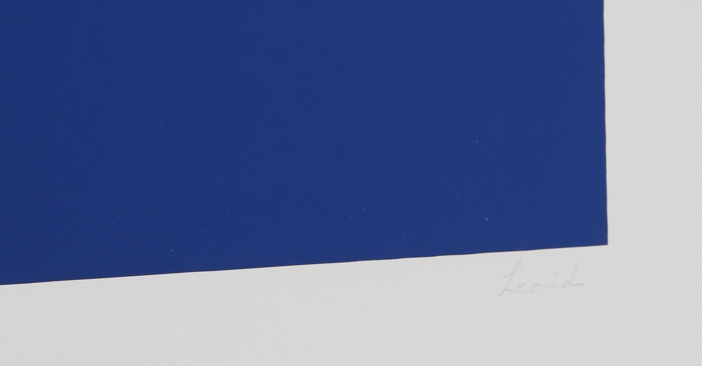 Blauer Ombre-Kreis, Siebdruck von Leonid – Print von Unknown