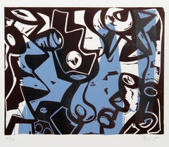Stampa Woodblock astratta colorata di Charlie Hewitt