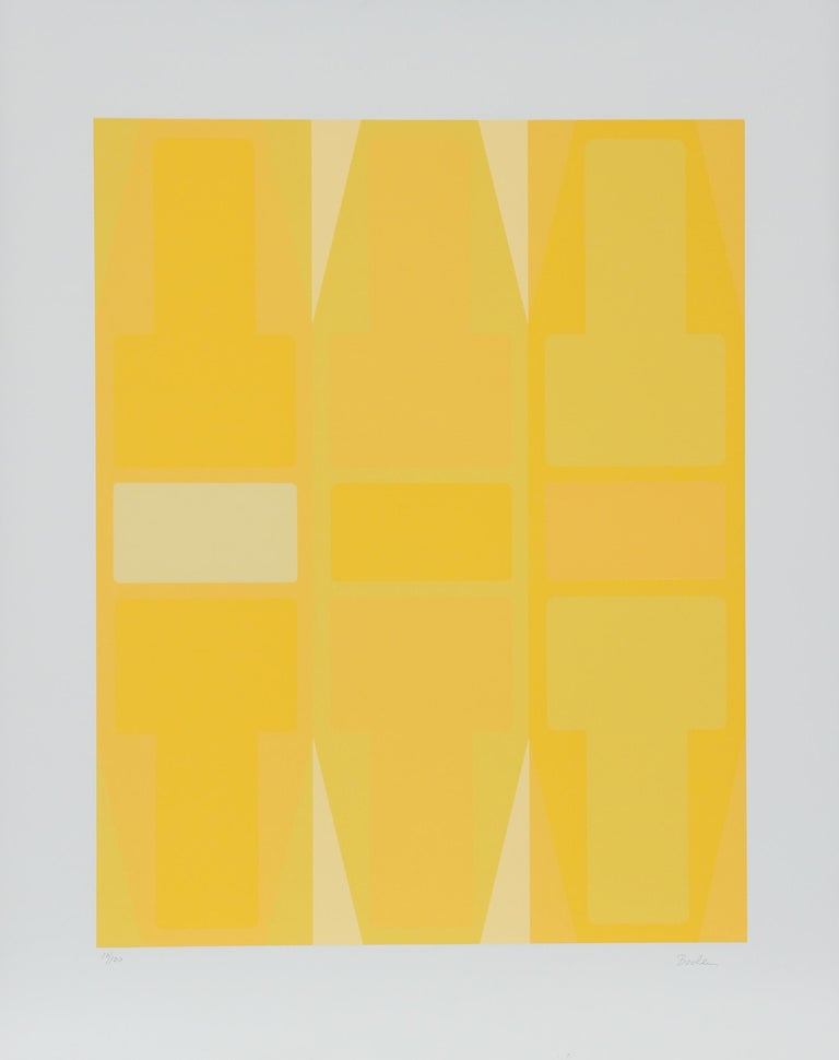 Artist: Arthur Boden, American
Title: T Series (Yellow)
Year:  circa 1970
Medium:  Serigraph, signed and numbered in pencil
Edition:  100
Size:  29 in. x 23 in. (73.66 cm x 58.42 cm) 