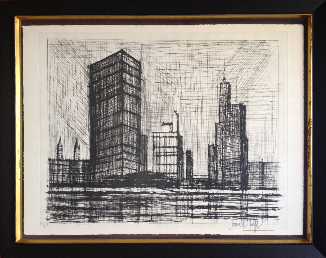 United Nations, Cityscape Etching by Bernard Buffet