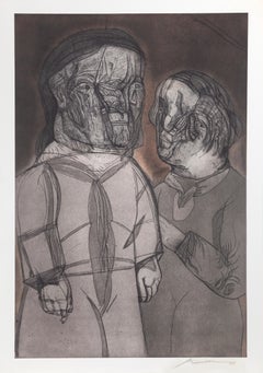 Justine y el Marquez de Sade, Surrealist Aquatint Etching by Jose Luis Cuevas