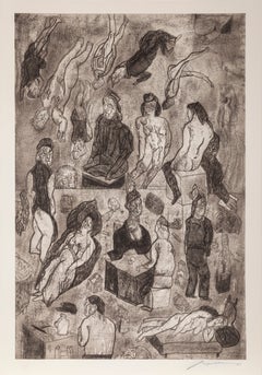 Las Victimas, Signed Surrealist Etching by Jose Luis Cuevas