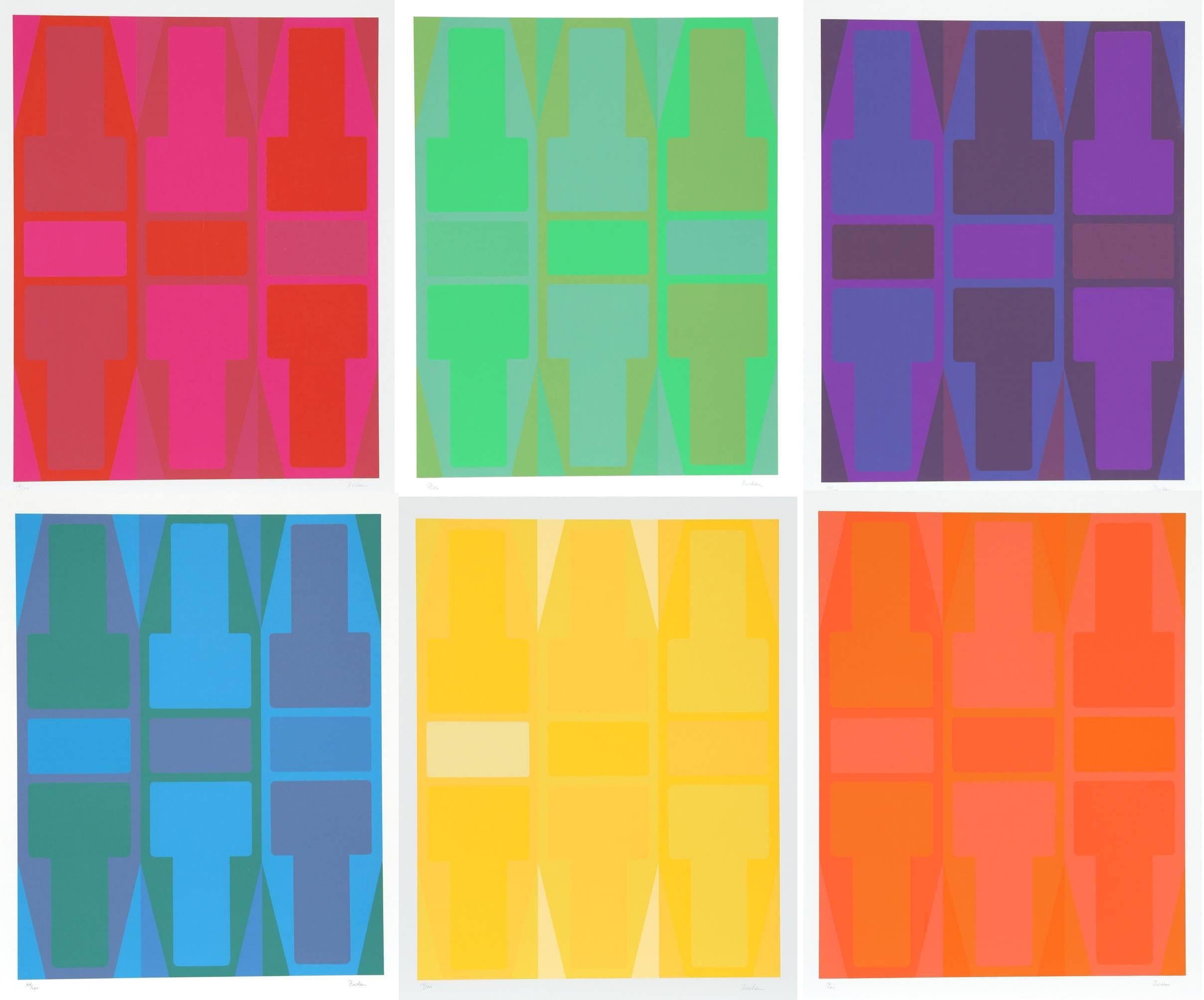 Arthur Boden Abstract Print - T-Series - Suite of Six Silkscreens