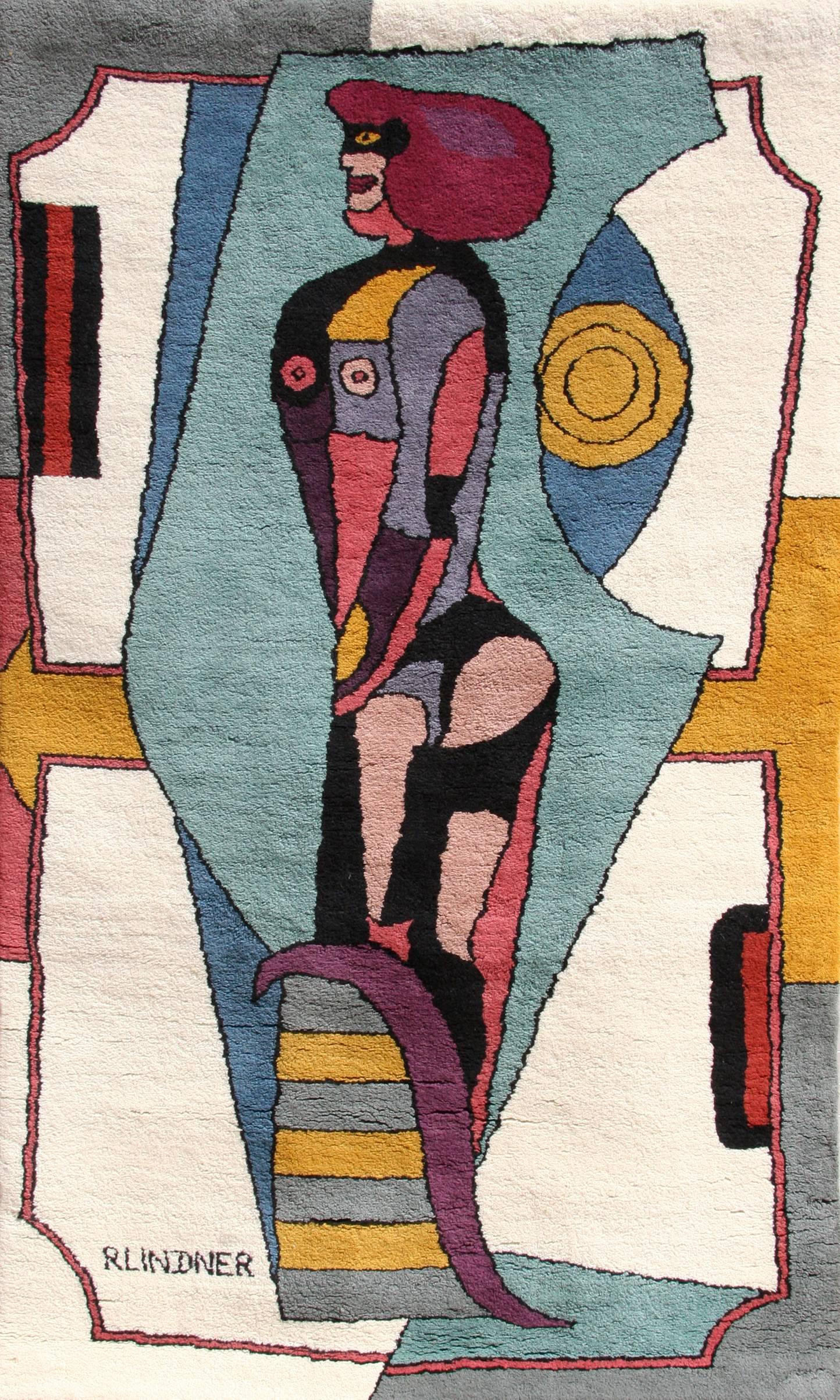 Untitled (Standing Woman), Large Rug Tapestry - Mixed Media Art by Richard Lindner