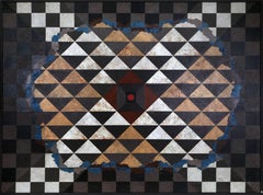 Retro Abstract with Checker Pattern, Large Painting by Dan Teis