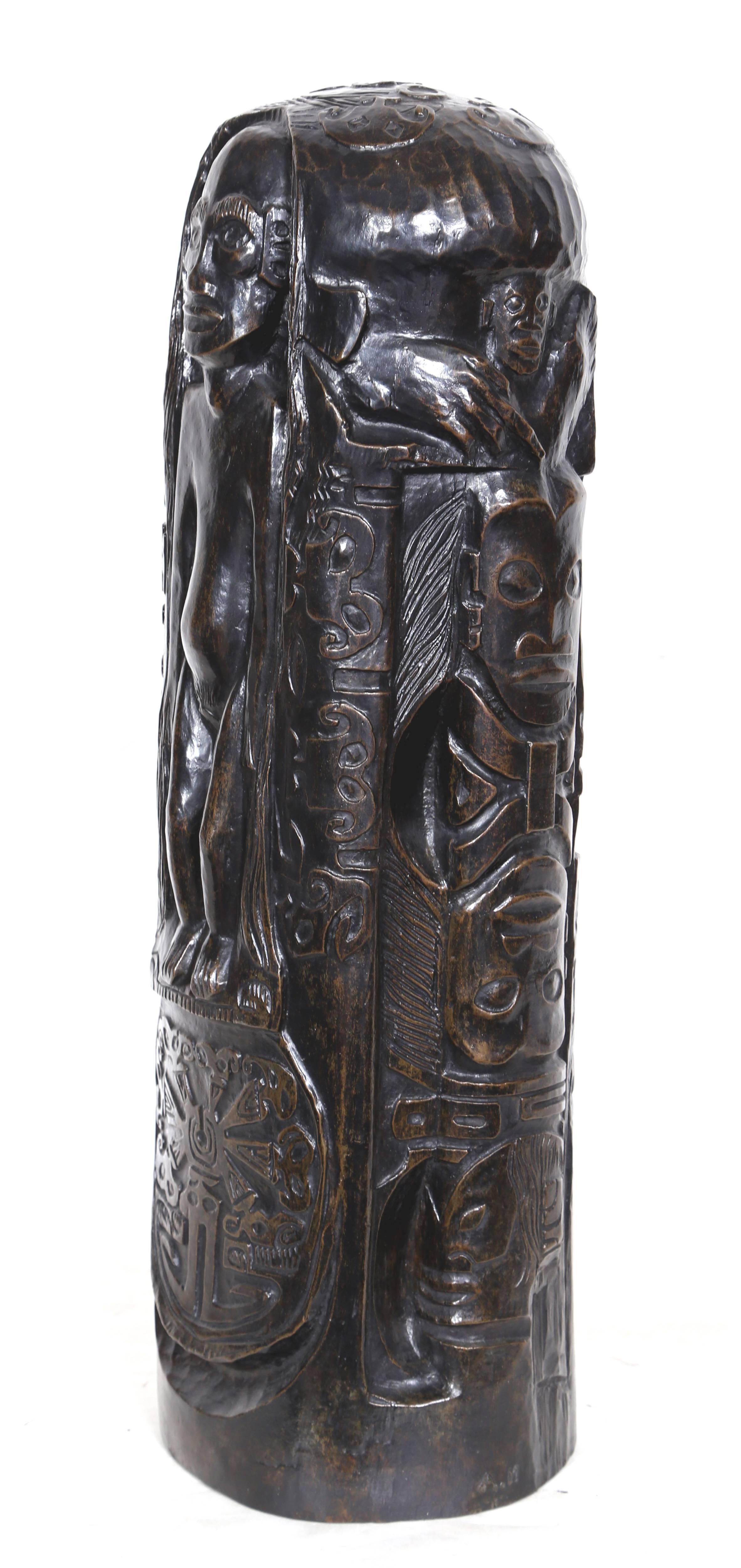 Cylindre au Christ aÌ l'Idole  - Sculpture by Paul Gauguin