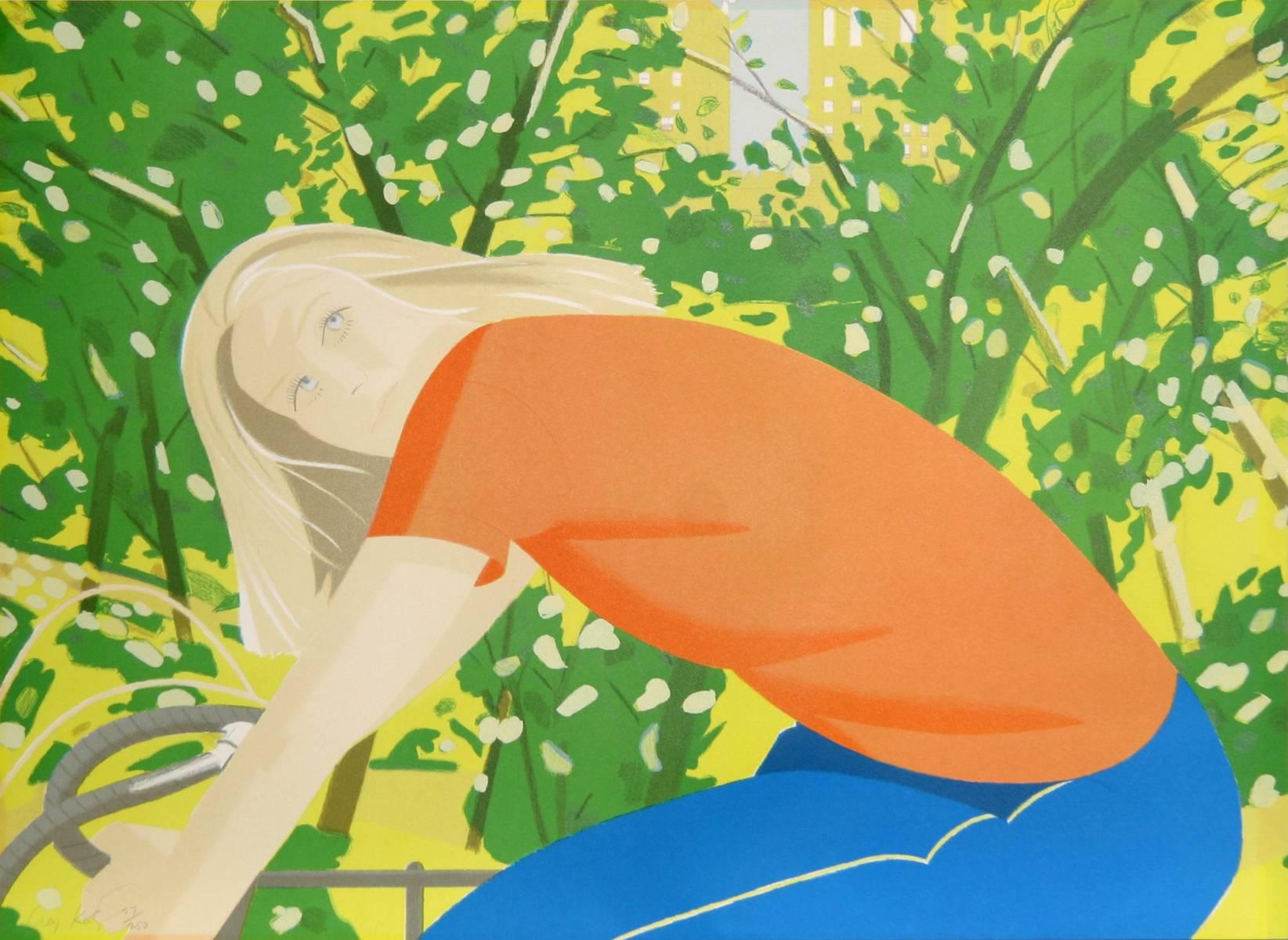 Alex Katz Figurative Print - Bicycling in Central Park