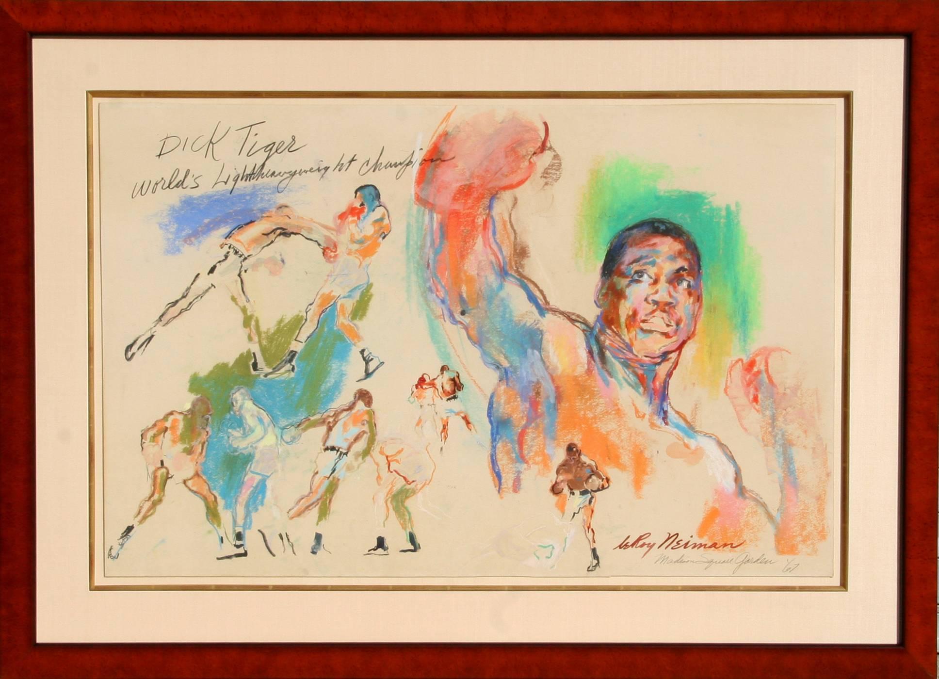 Dick Tiger, Boxing Painting by Leroy Neiman 1967