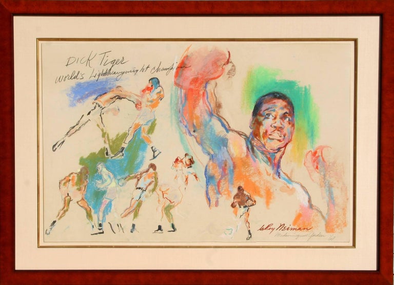 Tirage Encadré Signé LeRoy Neiman - Boxe, Années 1990 - État Impeccable