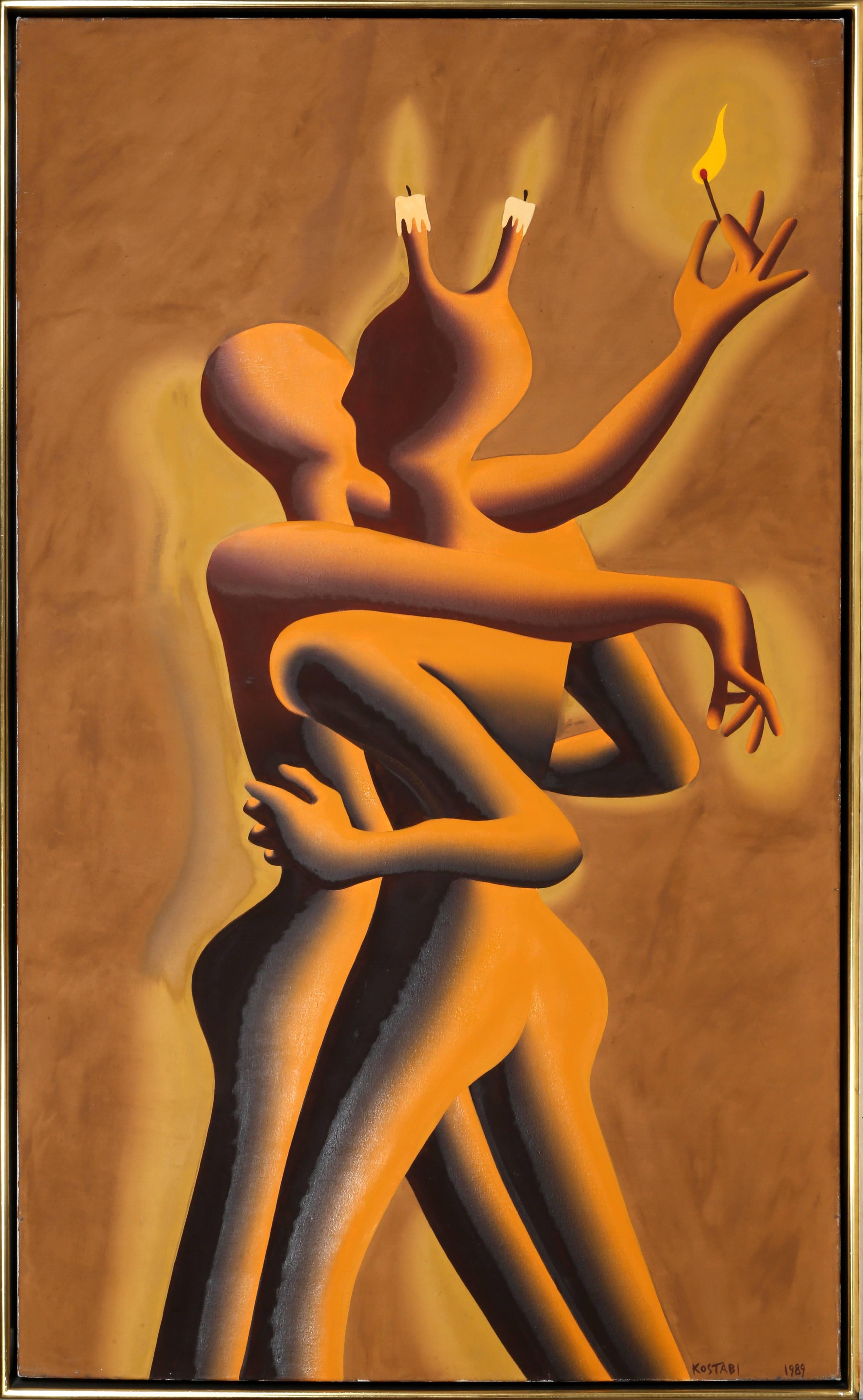 Mark Kostabi Figurative Painting - Light my Fire