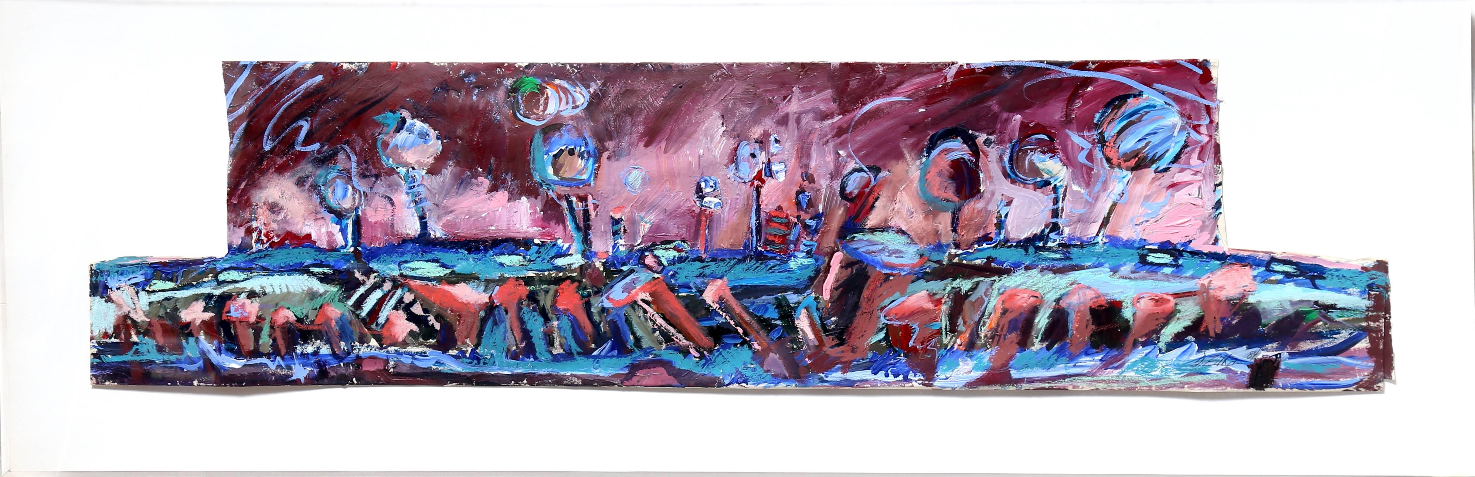 Künstlerin: Dorothy Zilka, Amerikanerin
Titel: Ariadne
Jahr: 1984
Medium:	Acryl auf Karton, signiert v.l.n.r.
Größe: 12 x 48 Zoll (30,48 x 121,92 cm)
Rahmengröße: 19 x 54,5 Zoll
