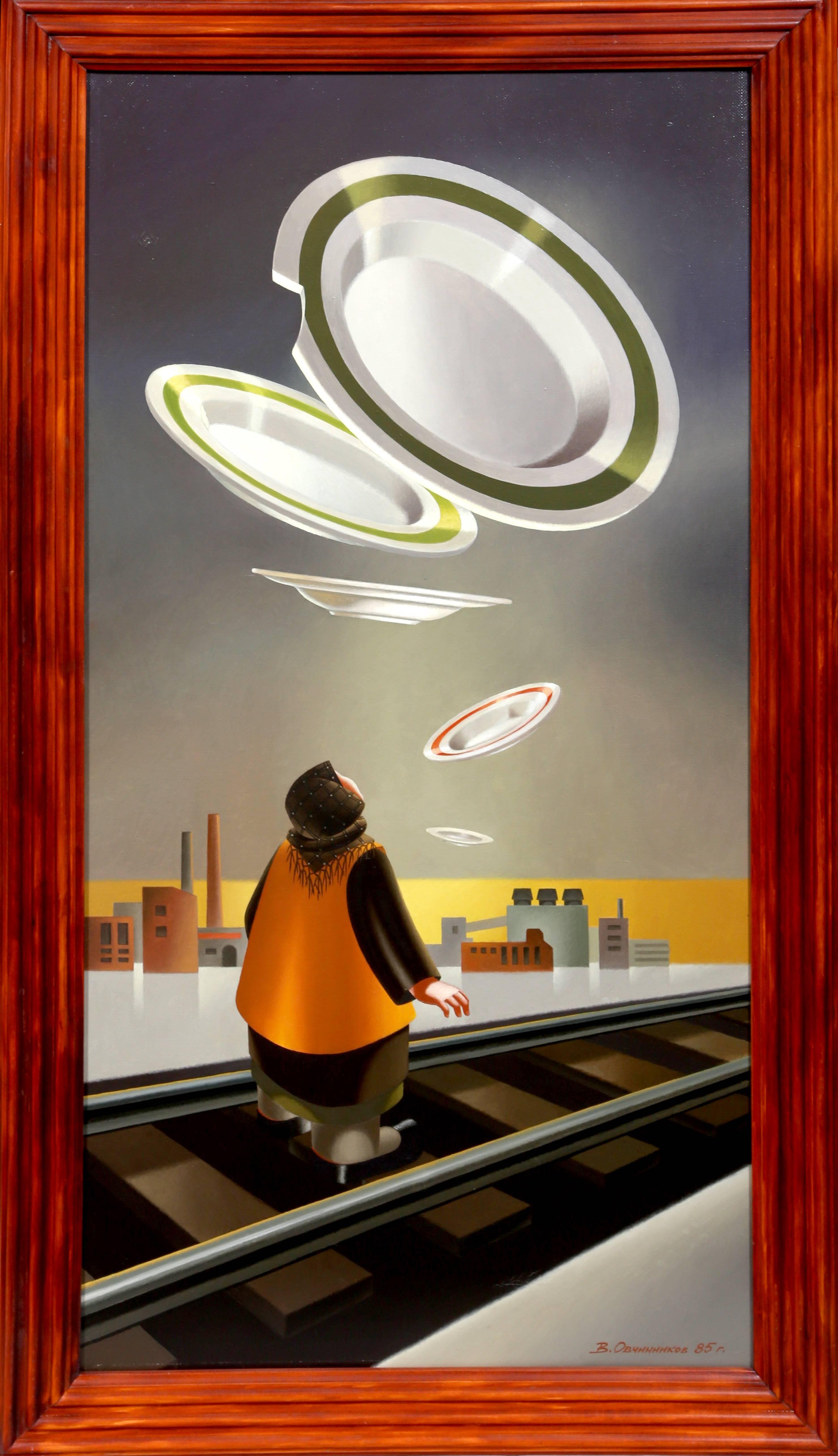 Ovchinnikov Figurative Painting - Flying Saucers
