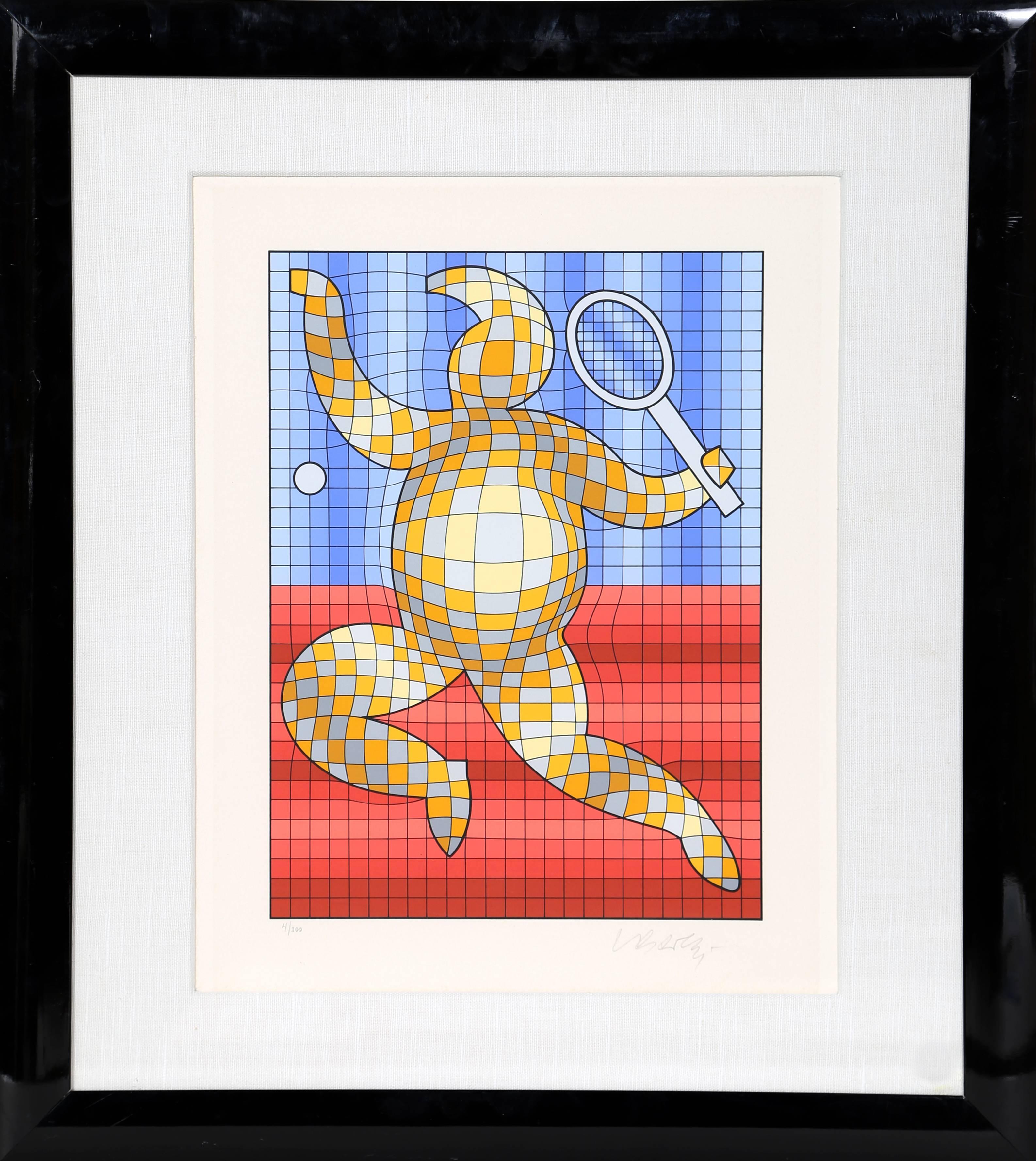 Victor Vasarely Figurative Print - Tennis Player