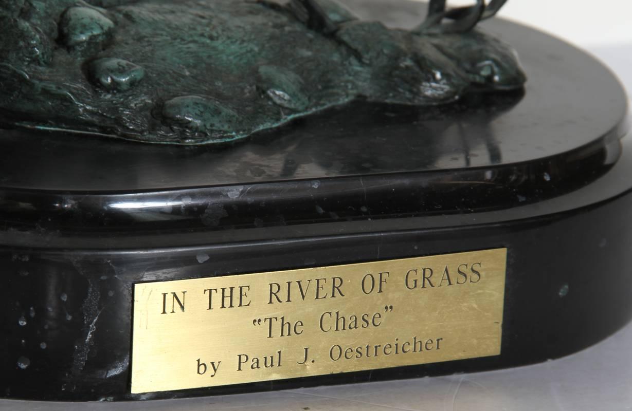 In the River of Grass „The Chase“, Bronzeskulptur von Paul Oestreicher im Angebot 2