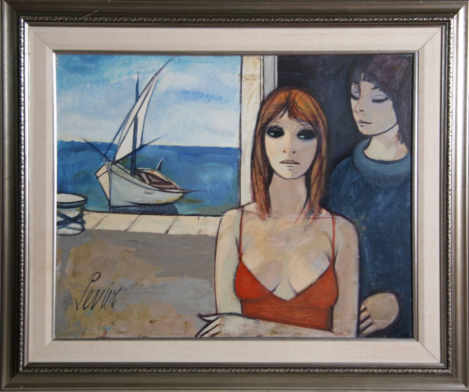 Charles Levier Figurative Painting - Femmes dans un Port