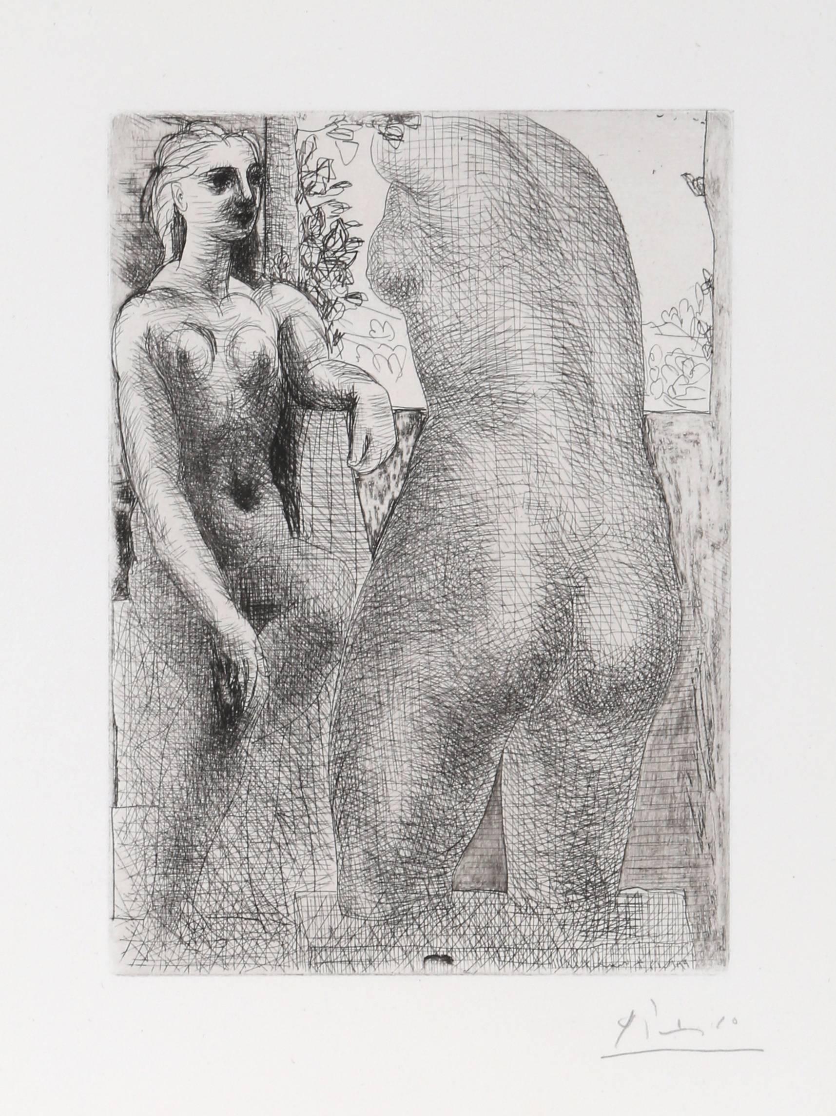 Modèle et grande sculpture de dos, from: La Suite Vollard - Modern Print by Pablo Picasso