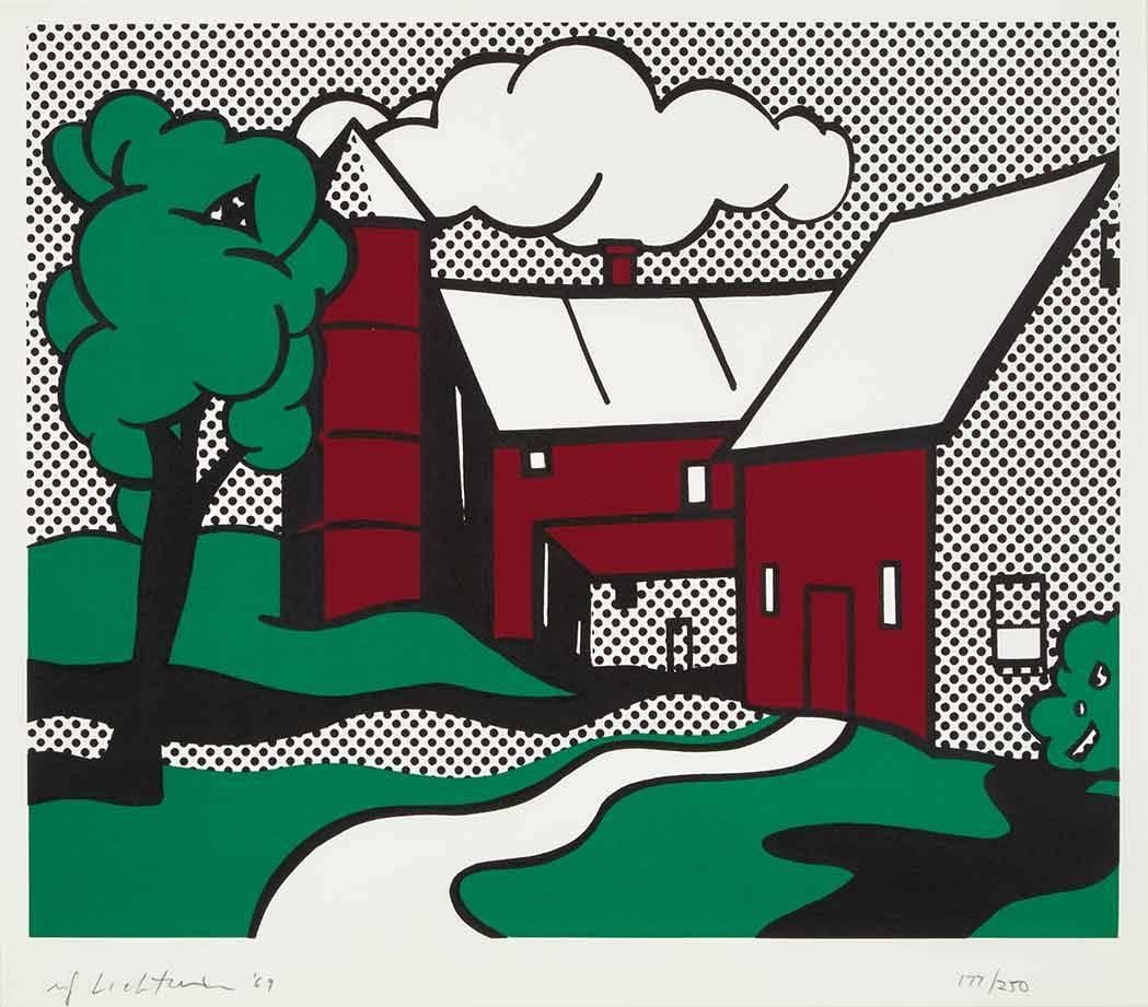 Roy Lichtenstein Landscape Print - Red Barn