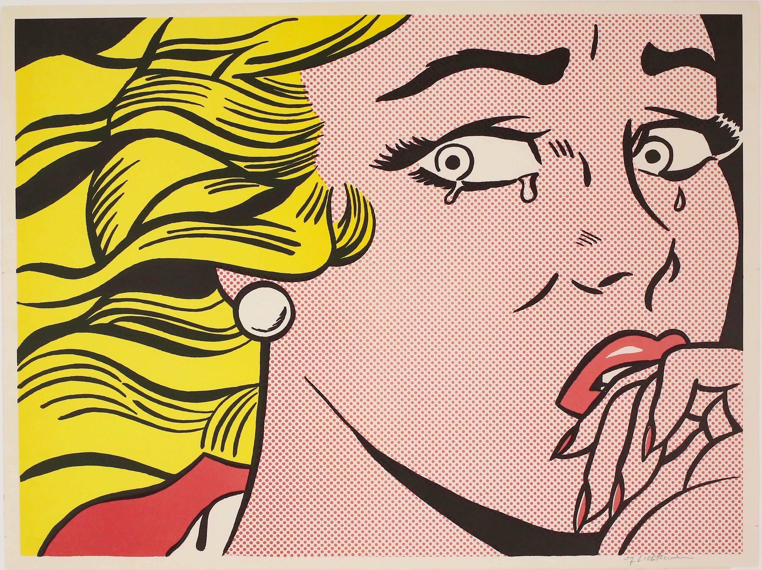 Roy Lichtenstein Portrait Print - Crying Girl