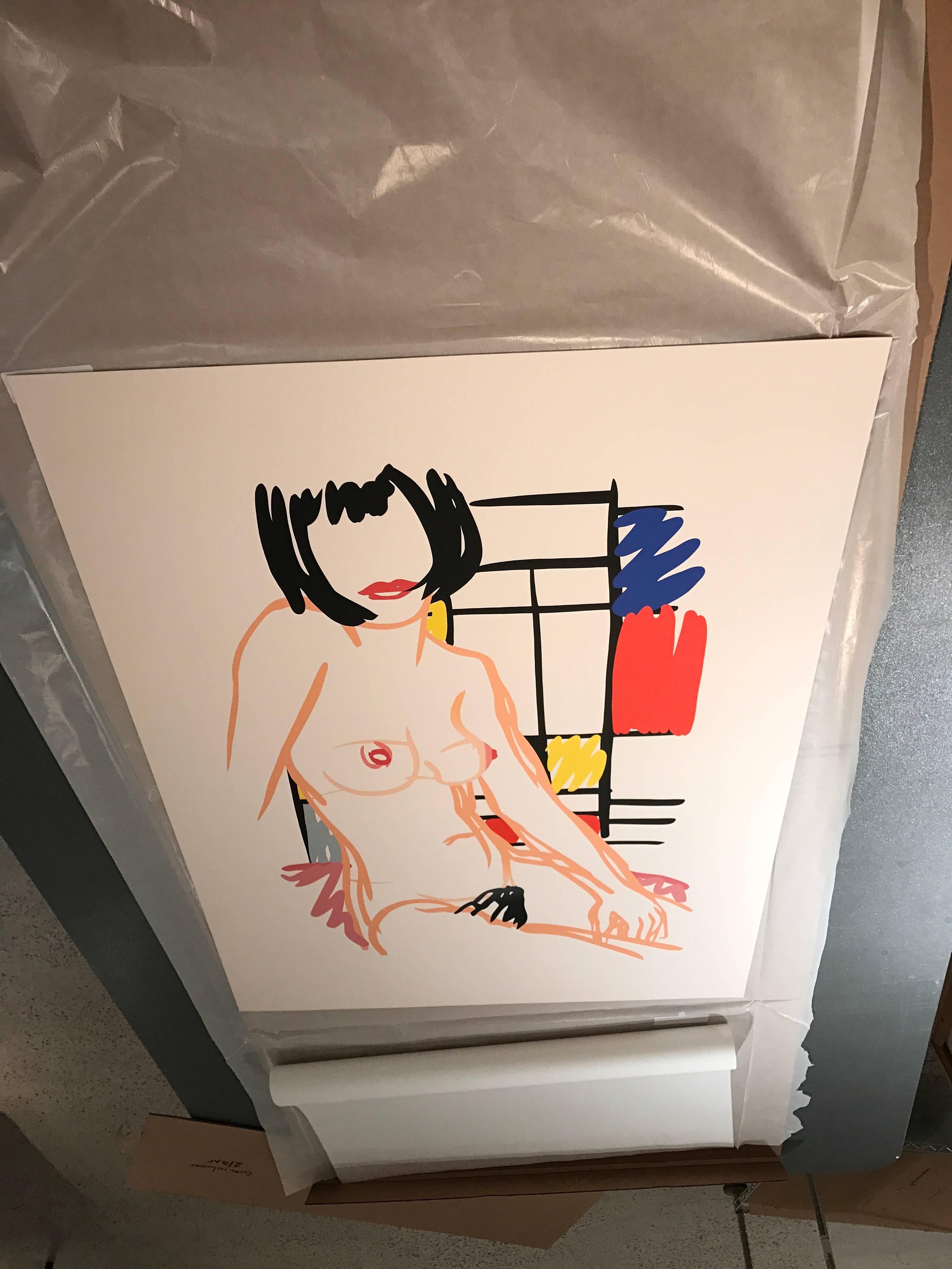 Monica Sitting with Mondrian - Contemporary Print by Tom Wesselmann