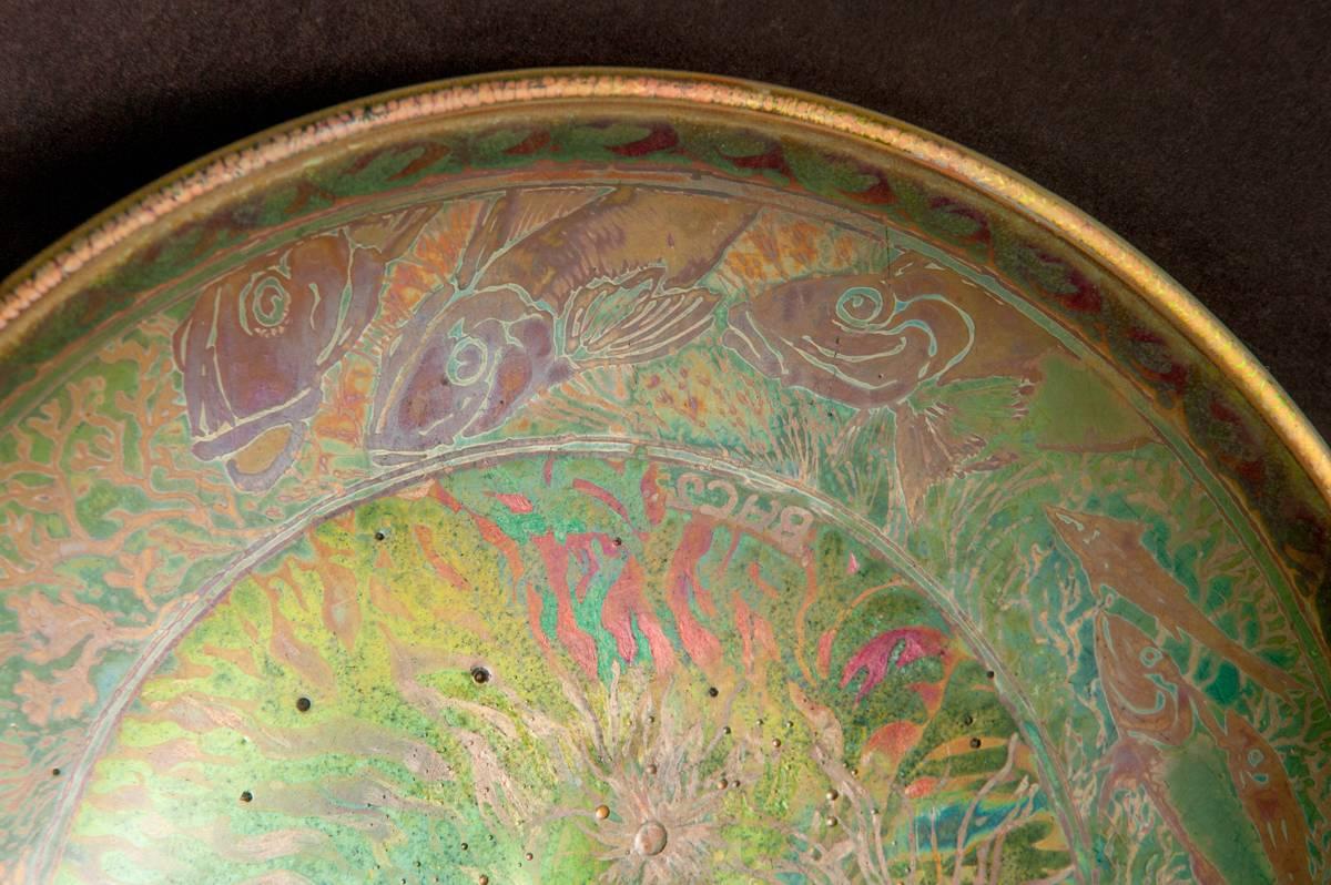 Iridescent Ocean Bowl - Art Nouveau Art by Jean Barol