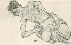 R. Layni, Zeichnungen folio, "Kneeling Female Semi-Nude" Collotype plate XII