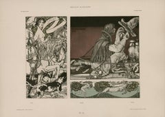 Placa Allegorien nº 85 de Gerlach: Litografía "Caza" de Carl Otto Czeschka