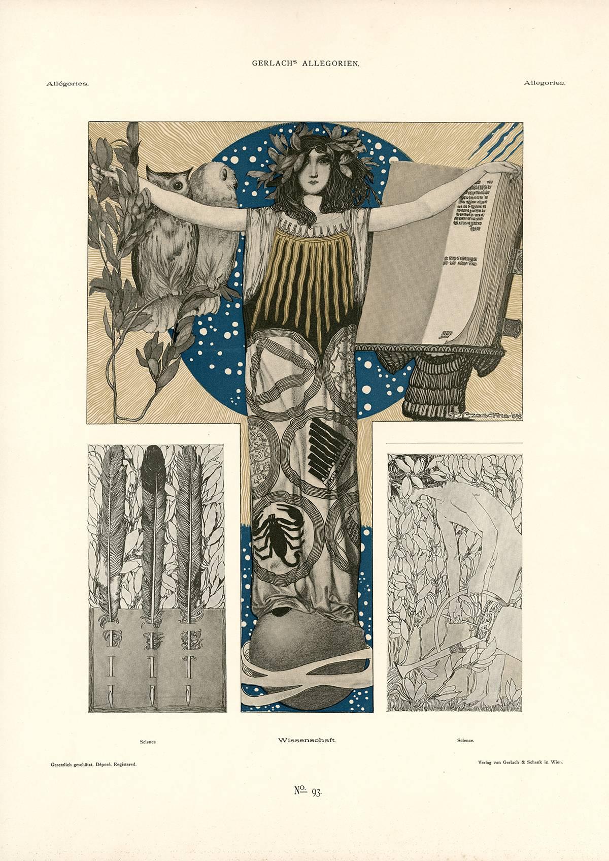 d'après Carl Otto Czeschka, (1878-1960), Autrichien
 
Membre éminent de la Sécession viennoise, puis de la Wiener Werkstätte (Atelier viennois), Carl Otto Czeschka a joué un rôle essentiel dans la promotion de l'idée de Gesamtkunstwerk (concept