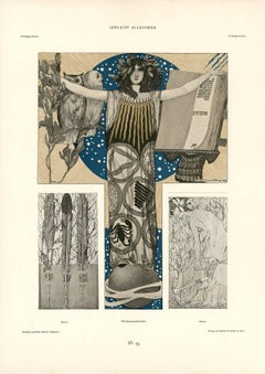 Gerlach's Allegorien Plate #93: "Science" Lithograph by Carl Otto Czeschka