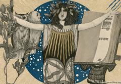 Gerlachs Allegorienteller #93: „Science“ Lithographie von Carl Otto Czeschka