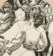 Placa Allegorien nº 78 de Gerlach: Litografía "Danza y vino" de Carl Otto Czeschka