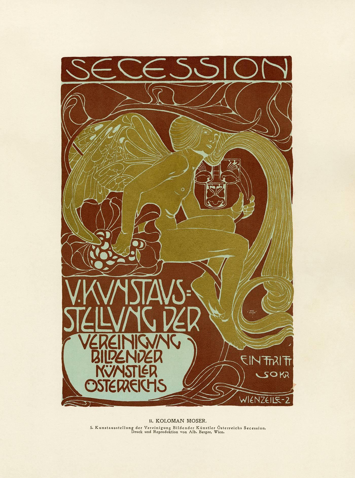 Ottokar Mascha Folio: plate 11 "5th Secession Exhibition Poster" by Kolo Moser