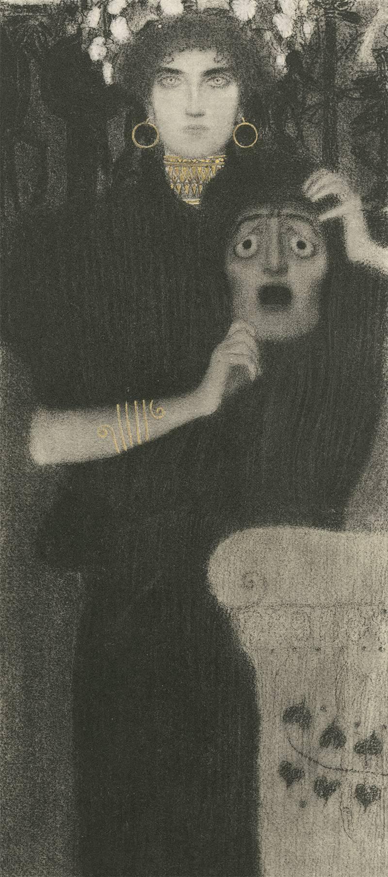 Allegorien de Gerlach, planche n°66 : Lithographie « Tragedy », Gustav Klimt. en vente 1