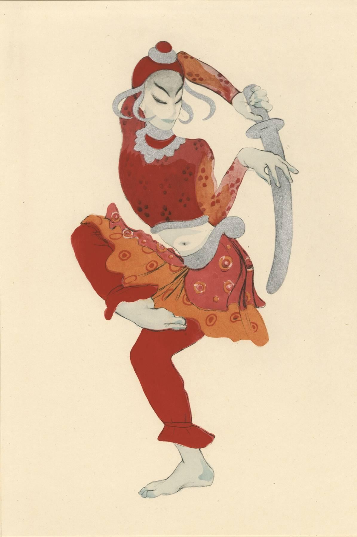 Walter Schnackenberg Figurative Print – Ballett und Pantomime „Der tanzende Gott“ (Der tanzende Gott), Tafel #14.