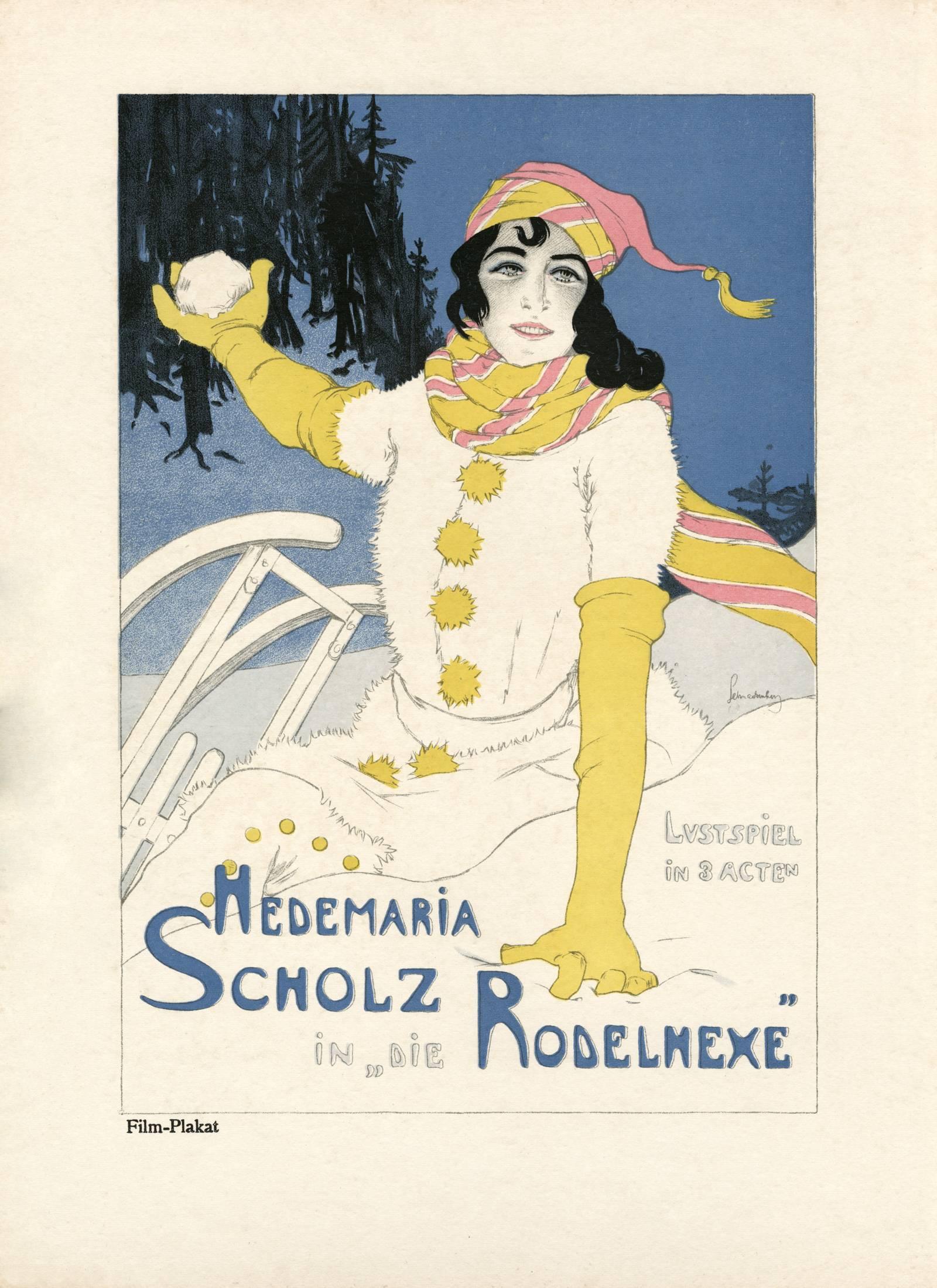 Figurative Print di Walter Schnackenberg - Kostume, plakate e decorazioni, "Die Rodelhexe"