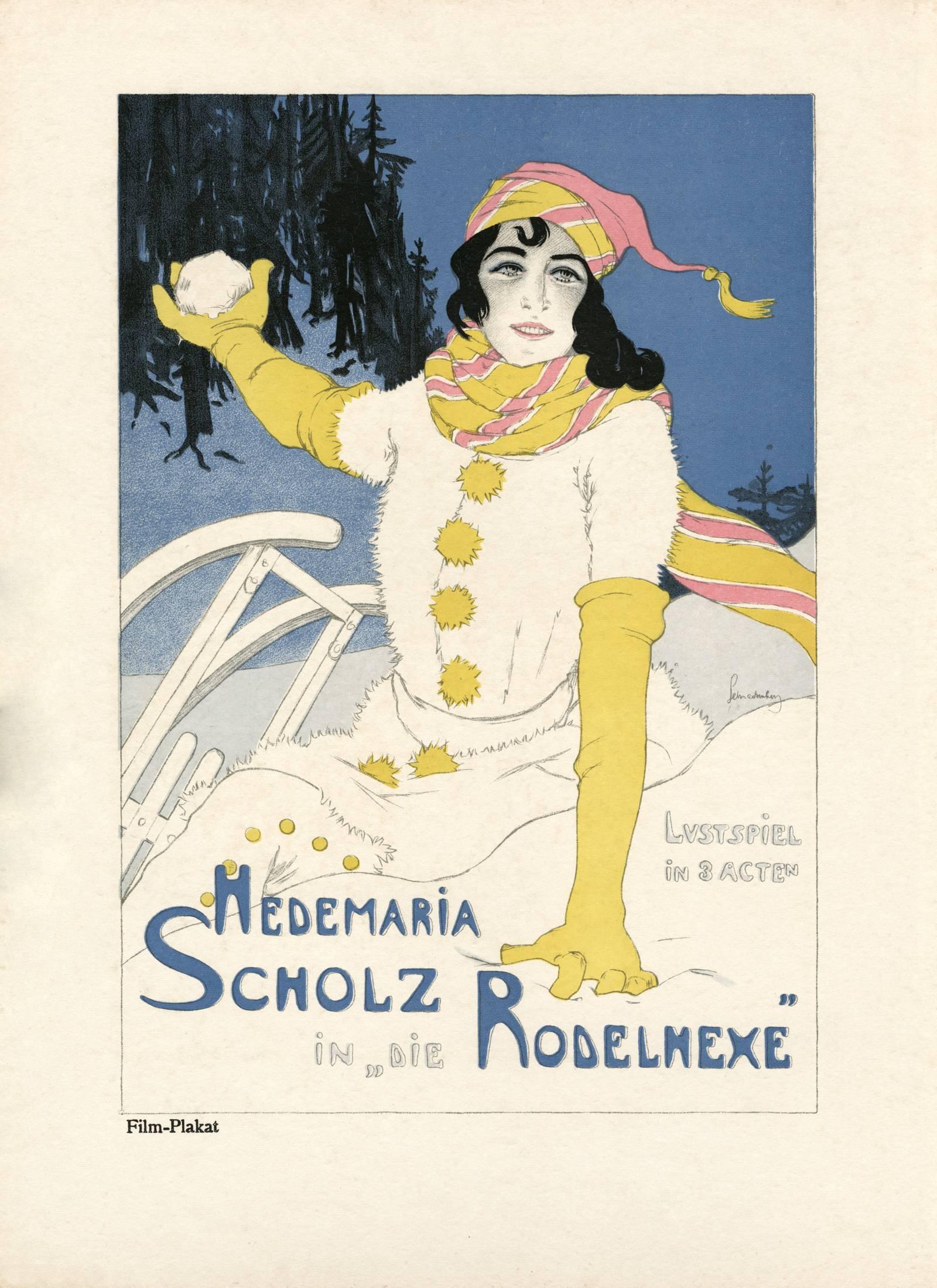 Walter Schnackenberg Figurative Print - Kostume, Plakate, und Dekorationen, "Die Rodelhexe"