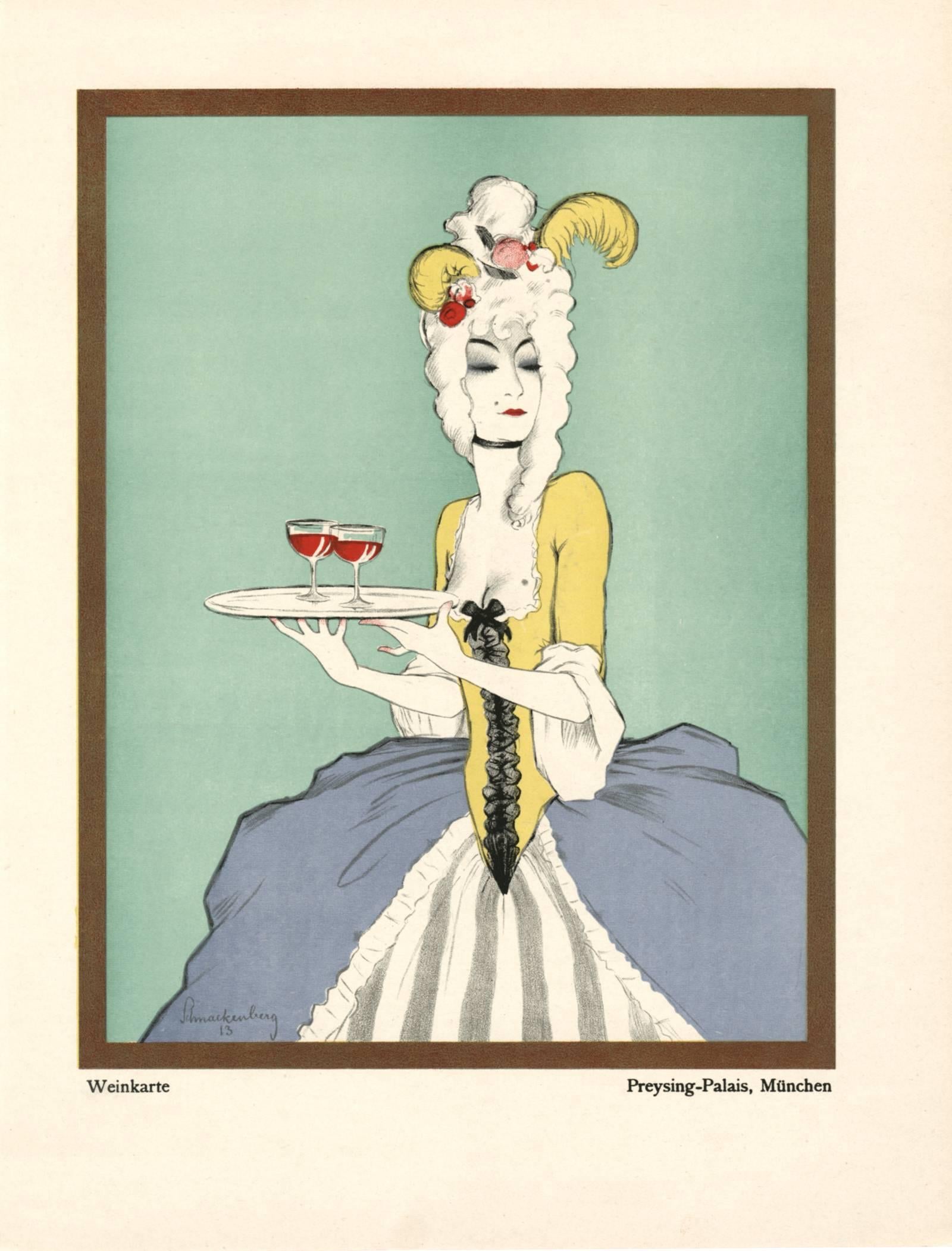 Figurative Print de Walter Schnackenberg - Kostume, Plakate, und Dekorationen, "Preysing-Palais Munich"